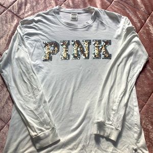 White Oversized Tee w/ Sequins from pink